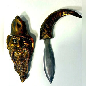 Unique Hanging Resin Wizard w/ Hidden  440 Stainless Double Edged Blade 🧙‍♂️🗡️